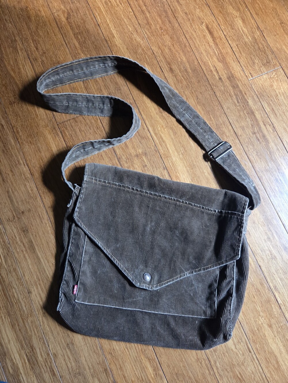 Vintage Handmade Levi’s Corduroy Messenger Bag Upcycled Crossbody Y2K Brown